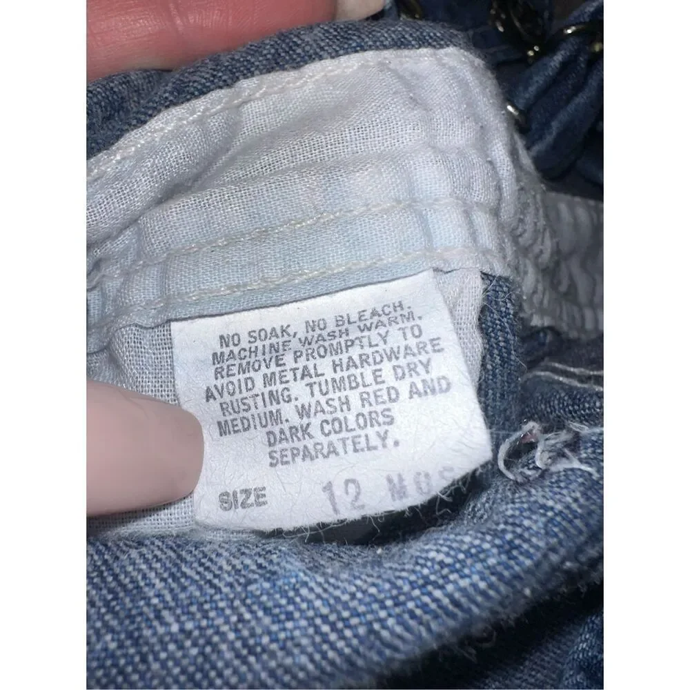 Vintage Oshkosh B’Gosh Baby Toddler 12mo USA Union Made Vestbak Denim Overalls